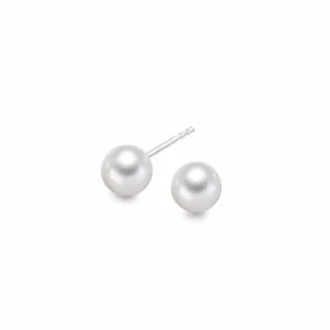 Øredobber i sølv med perle, 7 mm