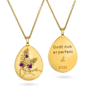 Amulett "Godt nok er perfekt" med ametyst