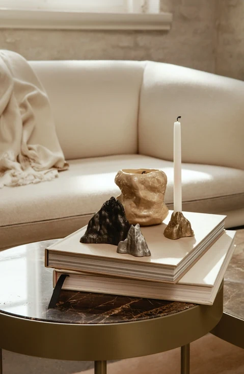 Stone Candle Holder Large, Svart - Image 3